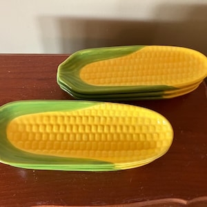Ceramic Corn Cob Serving Dishes Vintage Retro