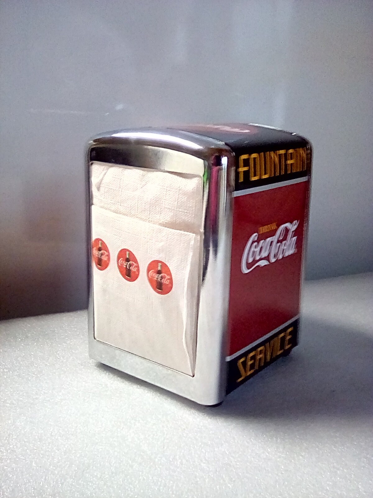 Coca Cola Napkins and Dispenser 1999 Salt and Pepper Shakers 