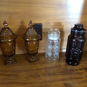 Vintage Apothecary Jars Amber Brown Clear