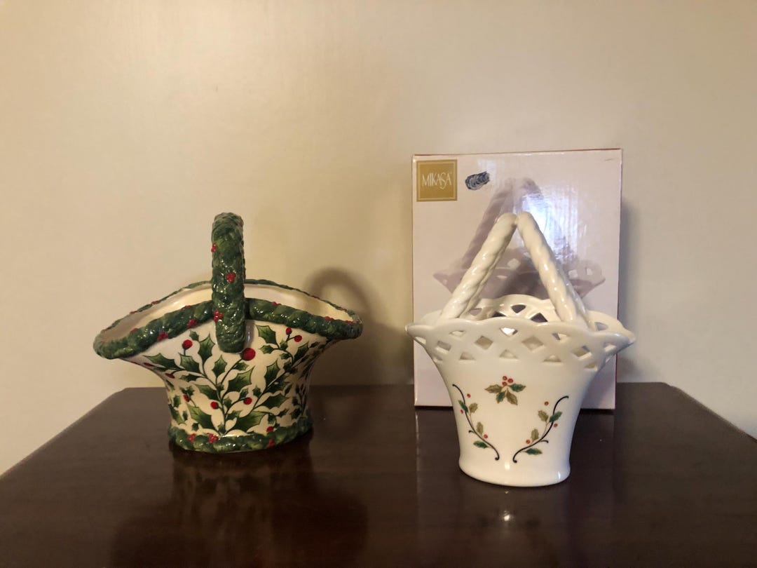 Christmas Mikasa and Pacific Rim Ceramic Decor Baskets Vintage - Etsy