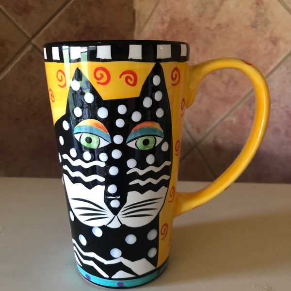 Laurel Burch Polka Dot Cat Mug 1998