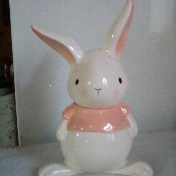 Bunny Rabbit Candy Jar Whimsical Cupboard Easter