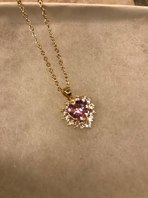 Pink Heart Pendant Necklace - image 2