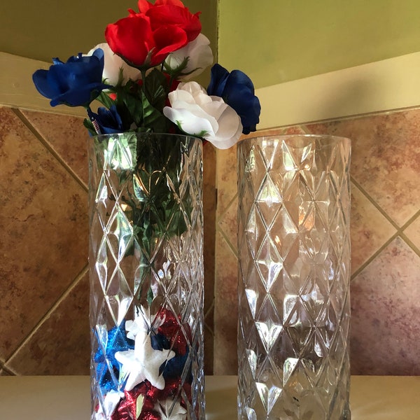 Tall Diamond Cut Pattern Vase Centerpiece Wedding