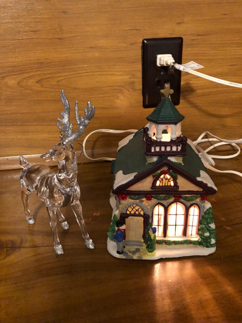 Lighted Victorian Church Town Church Christmas Villages Vintage Etsy