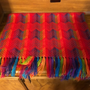 Peruvian Alpaca Wrap Blanket Throw Fringed Vibrant Colors
