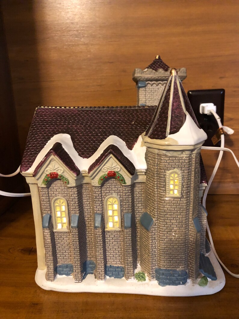 Lighted Victorian Church Town Church Christmas Villages Vintage Etsy