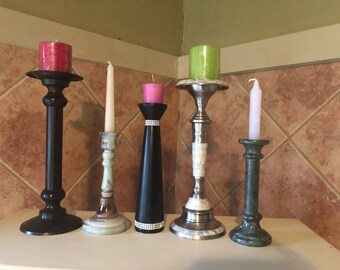 Vintage Pillar and Candlestick Candle Holders