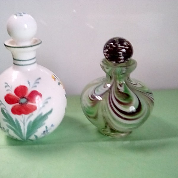 Vintage Glass Perfume Bottle Floral Swirls