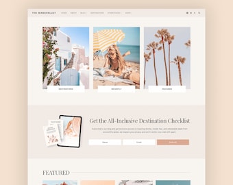 WANDERLUST - Feminines Wordpress Theme für Reise Blogger - Kadence Child Theme - Sofortiger digitaler Download