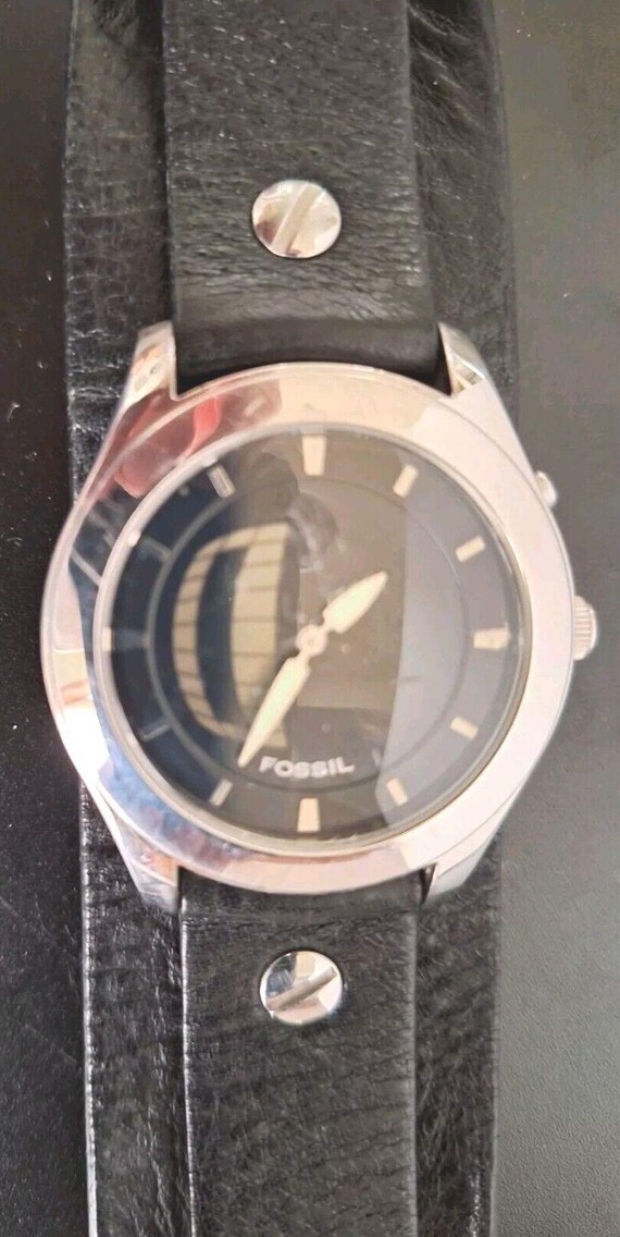 Y2K Mens Fossil Big Tic Watch Two Hands Analog Digital Seconds 2
