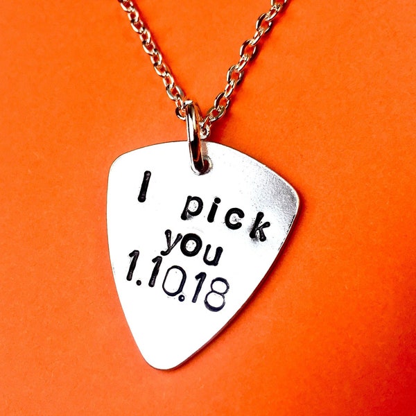 Plektrum Halskette Schmuck, Geschenke für ihn Musik Gitarrist Geschenk, ich wähle dich aus, Plektrum Halskette für Männer Rock Valentines Geschenk