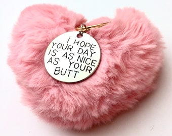Christmas  gift, Furry and funny keyring for girlfriend or wife pink , pink accessories for wife, personalised gift idea for wife