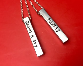 Men's Bar Necklace: Customizable Couple Jewelry - Valentines Day Gift