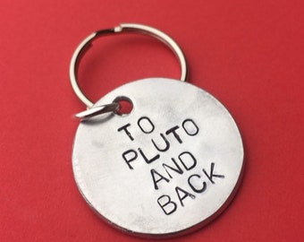 Valentines gift, Personalised gift for boyfriend on Anniversary gift - love you to pluto and back Keychain