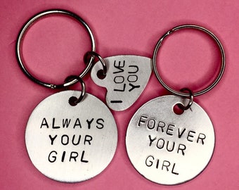 Always your Girl, Forever Your Girl, I love you Heart, Personalised keychains gifts for  for him, Valentines Boyfriend gift for men