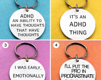 Engraved ADHD Keyring - Compact Motivational Keepsake
