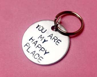 Anniversary Keychain: You Are My Happy Place - Boyfriend Gift