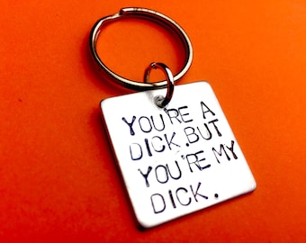 Valentines day gifts for Boyfriend - couples Keyring Square Hand Stamped