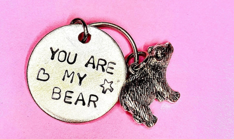 You Are My Bear, Thinking of you Gift, Pocket Bear Hug Keychain Personalise Keychain Personalised Gift for gift for Him, Valentines gift image 1