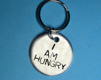 Hungry, Fun gift, Funny keyring, Funny quote, Uk, Gift ideas, Best friend gift, Birthday gift, Gift for her,Gift for him,Handstamped keyring