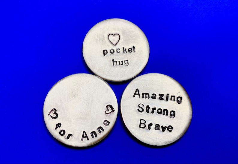 Pocket Hug Token Gift for Men on , Personalised Pocket Token, Send Love Valentines Gift, Amazing, Brave, Strong Pocket coin Name image 1