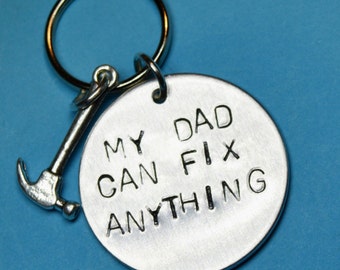 Father gift, Dad gift, Gift for father, Gift for dad, Daddy, My dad can fix anything - Keyring Hand stamped UK, dad gift idea Christmas gift