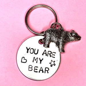 You Are My Bear, Thinking of you Gift, Pocket Bear Hug Keychain Personalise Keychain Personalised Gift for gift for Him, Valentines gift image 2