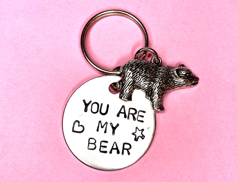 You Are My Bear, Thinking of you Gift, Pocket Bear Hug Keychain Personalise Keychain Personalised Gift for gift for Him, Valentines gift image 2