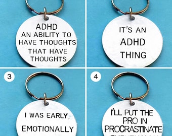 Engraved ADHD Keyring - Compact Motivational Keepsake