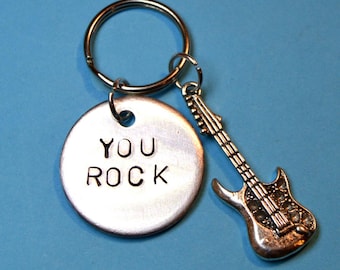 Gifts for Him - Music Gift for him - Guitar keyring, Musical keychain, father Gift dad, Musician gift, UK , You rock