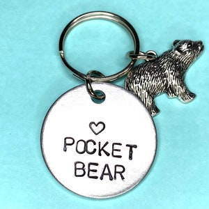 Pocket Bear Hugs Gift Keychain You Are My Bear, Personalised Hand stamped engraved Keychain Gift Bear Keyring Day gifts for men image 10
