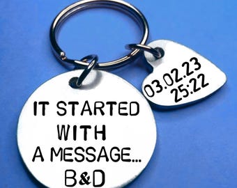 Valentines day gift Personalised for Boyfriend Keychain, Date and Time