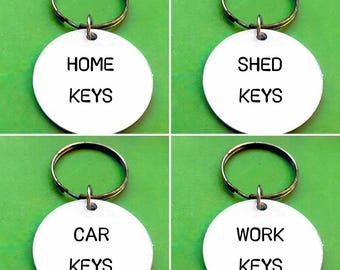 Home keys, work, shed, car - Custom Engraved keyring gift for men