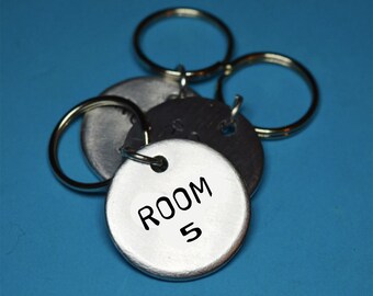 Hand Stamped Hotel Room Keychain: Custom Number Tag