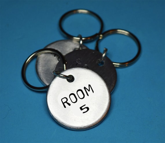 Hand Stamped Hotel Room Keychain: Custom Number Tag Canada