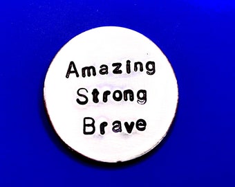 Pocket Token Strong Amazing Brave - Pocket Hug - Gift for Men on , Personalised Pocket Coin, Gift Inspirational  gift