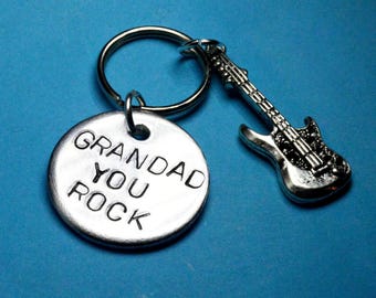 Grandad gift, GRANDFATHER, Guitar, Music gift, Musical gift, Musician gift, guitarist gift, Retirement gift you rock, gift idea, UK keychain