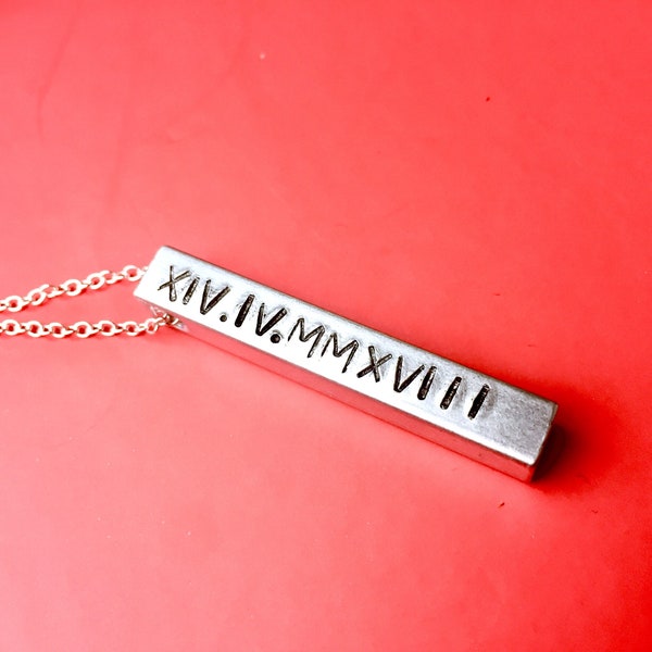 Roman Numerals Necklace - Boyfriend Anniversary gift gifts   - Sterling silver chain