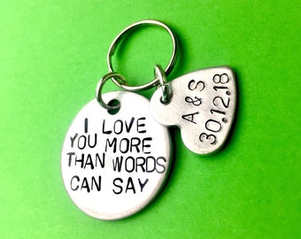 Gift Sale - Anniversary  gifts s, Boyfriend gift Personalised, Anniversary gift for him,Custom Keychain, I love you more than words can say