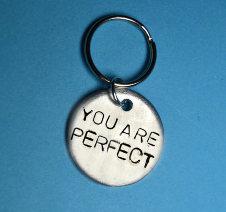 anniversary gift handstamped keyring Anniversary gifts ideas you are perfect personalised gift custom keychain Inspirational men gift
