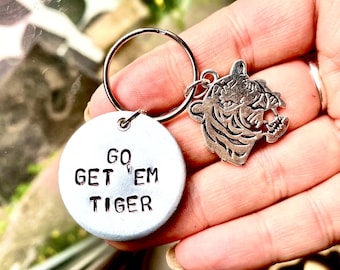 Hand Stamped Tiger Keyring – Personalized Inspirational Gift