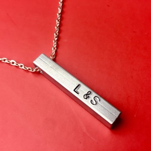 Gift For Him Boyfriend Anniversary gift sterling silver necklace Couples initials engraved Jewellery Personalised for men