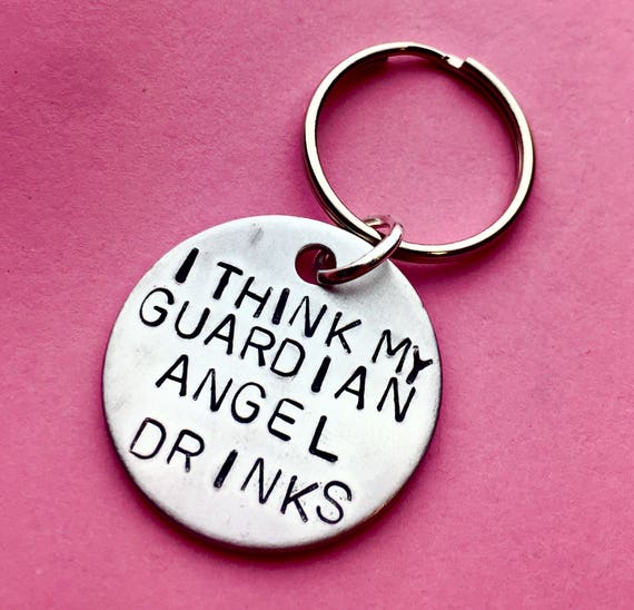 Best Selling Items, Best Seller Keychain, Cheer up Gift Sarcastic, Sarcasm,  Funny Gift, My Guardian Angel Drinks, Keyring, -  UK
