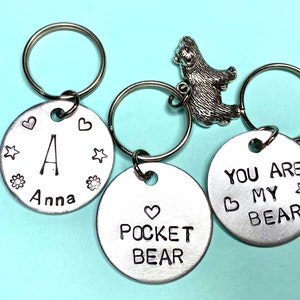 You Are My Bear, Thinking of you Gift, Pocket Bear Hug Keychain Personalise Keychain Personalised Gift for gift for Him, Valentines gift image 4