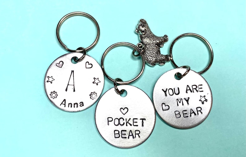 You Are My Bear, Thinking of you Gift, Pocket Bear Hug Keychain Personalise Keychain Personalised Gift for gift for Him, Valentines gift image 4