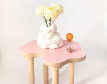 Pink Wavy Curvy Wiggle Squiggle Coffee Table Side Table Stool