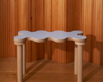 Wavy Curvy Wiggle Squiggle Coffee Table Side Table Stool in blue