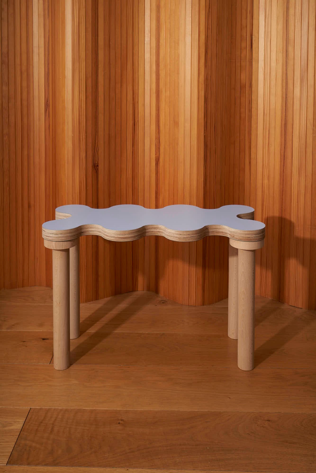 Wavy Curvy Wiggle Squiggle Coffee Table Side Table Stool in blue