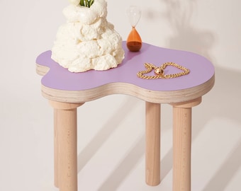 Wavy Curvy Wiggle Squiggle Coffee Table Side Table Stool in lilac